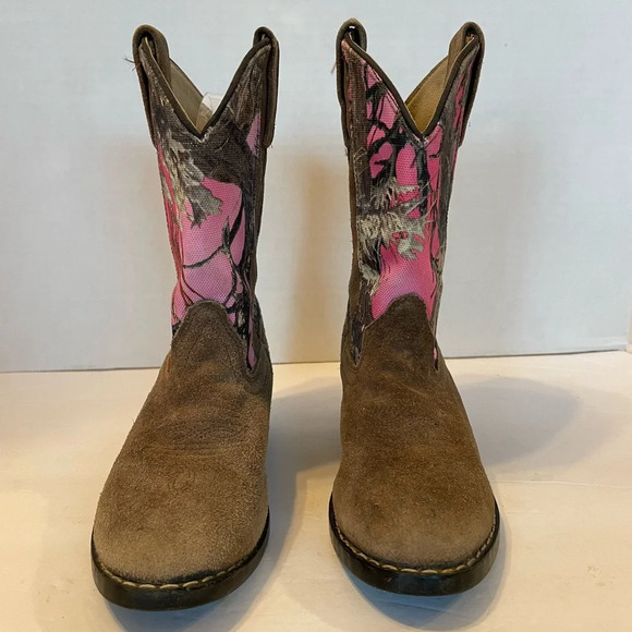 Masterson Boot Co Pink Camo Leather Western Cowboy Boots Girls Size 13 D - Picture 2 of 12